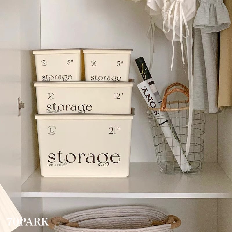 4点セット 蓋付き スタッキング 収納 ボックス 衣装ケース | 70PARK