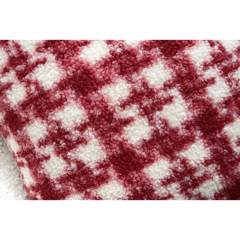 レッド チェック柄 ボア クッションカバー 45×45 | 70PARK