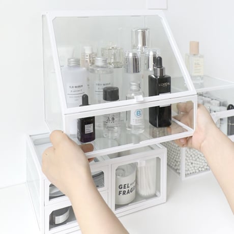 【即納】#バラ売り クリア ホワイト コスメ 収納 ボックス 全3種