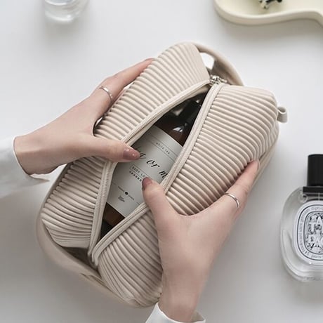 #大容量 二層 コスメ 収納 ポーチ トラベルポーチ