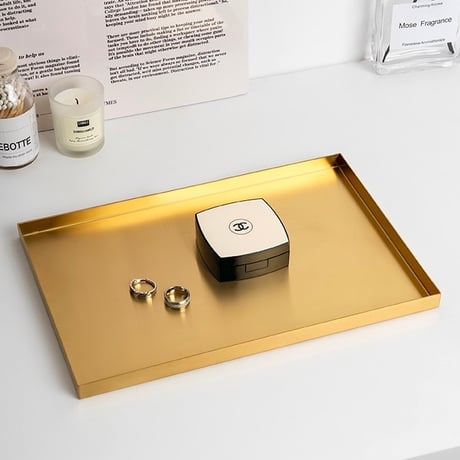 #ゴールド ステンレス 長方形 トレイ 全3サイズ アクセサリートレイ 収納