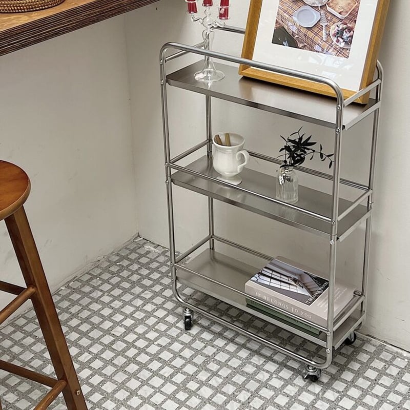 お買い得！ステンレス製隙間収納ワゴン大　スリム棚 大容量！ お買い得！ステンレス製隙間収納ワゴン大 スリム棚 大容量！