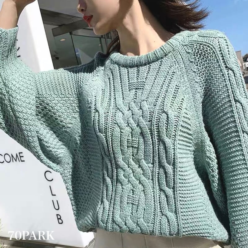 即納】#背中開き ケーブル編み ニット セーター 全4色 | 70PARK