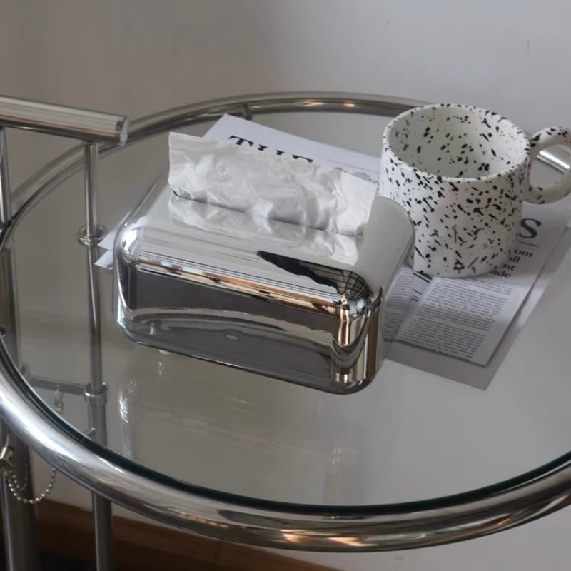 即納】#シルバー メタリック シンプル ティッシュケース | 70PARK