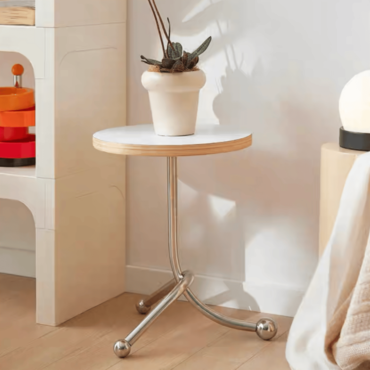 ステンレス ツイスト 脚 ラウンド ミニ サイドテーブル | 70PARK