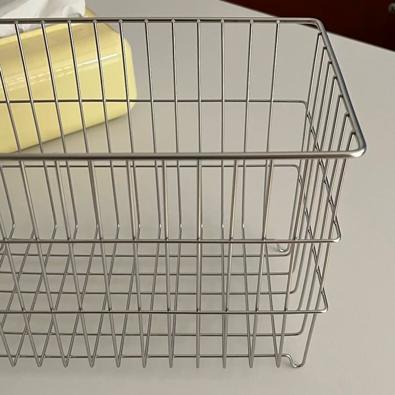ステンレス シルバー ワイヤー バスケット カゴ 小物入れ コスメ収納