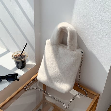 【即納】#2way フェイクファー ハンドバッグ 全4色 ショルダー