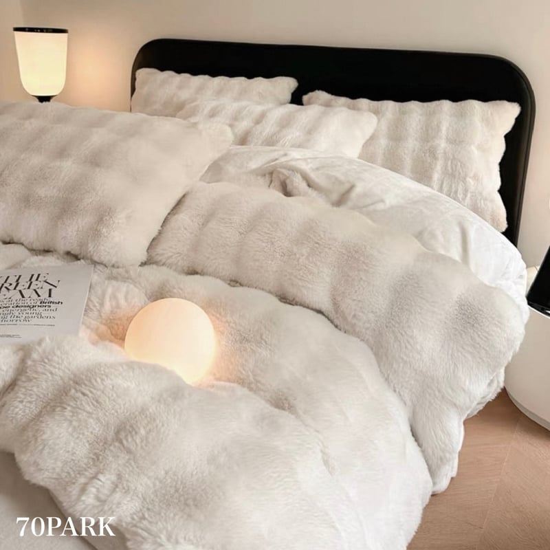 ホワイト もこもこ ふわとろ 布団カバーセット 全2サイズ ベッドカバー