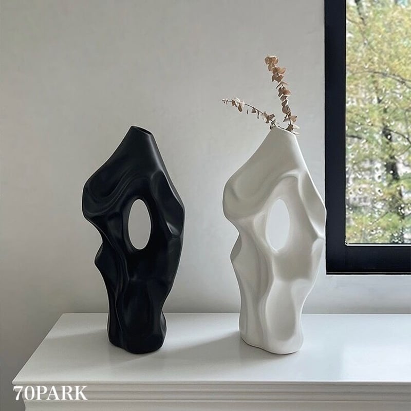 凸凹 ユニーク アート セラミック フラワーベース 花瓶 全2色 凸凹 ユニーク アート セラミック フラワーベース 花瓶 全2色