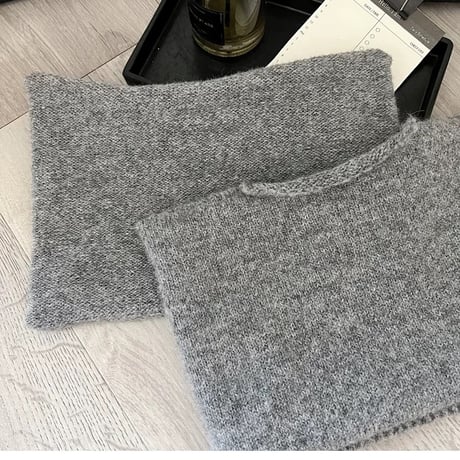 【即納】#グレー シンプル ニット ティッシュケース ティッシュカバー