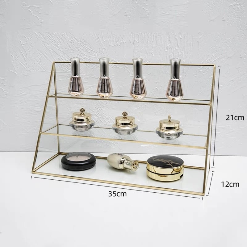 ゴールド フレーム クリア 三段 コスメ 収納 ラック | 70PARK