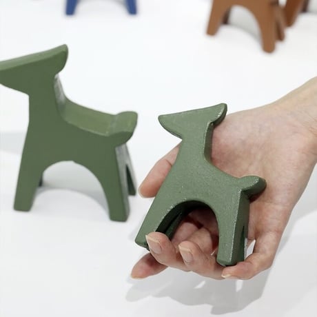 #鹿 モチーフ ウッド オブジェ 大小2点セット 全5色 犬