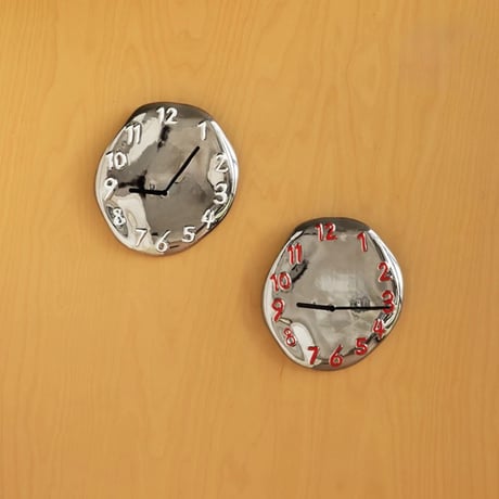 #シルバー セラミック 立体 文字盤 ラウンド クロック 全2色 壁掛け時計