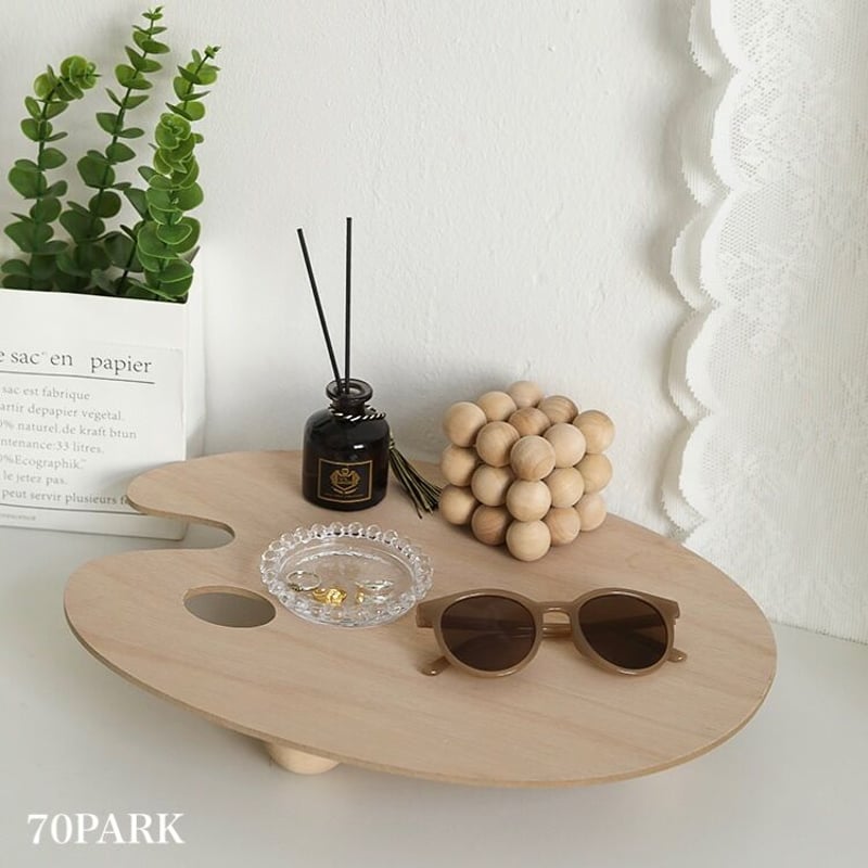 木製インテリアトレイ　小物置き コイントレー 小物入れ 木製 サウォウッド製 ラウンド 丸形 径