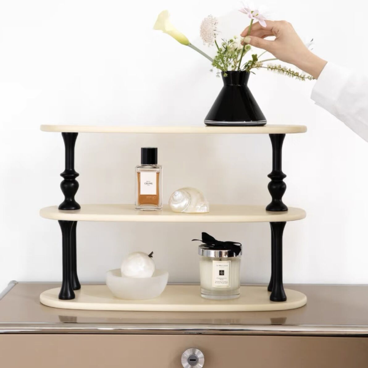 レトロポップ 花柄 3段 ディスプレイラック 約80cm 昭和レトロ レトロ