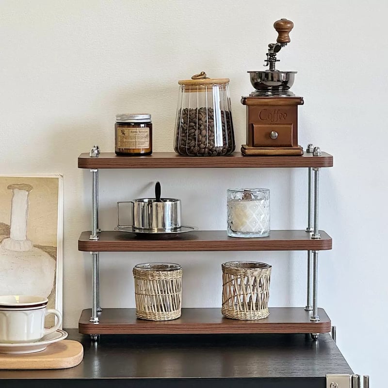 ウッド シルバー 三段 収納 ディスプレイ ラック 香水収納 | 70PARK