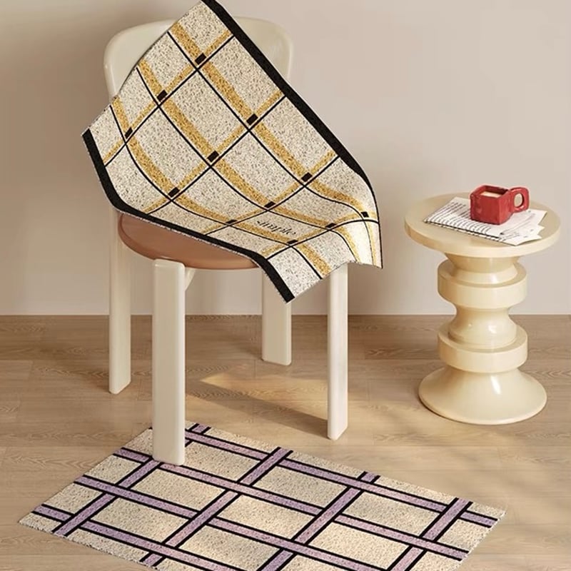 グリッド チェック柄 玄関 マット 全3色 50×80 泥落とし | 70PARK