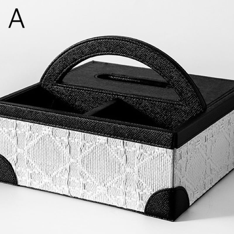 レザー ジャガード 多機能 ティッシュケース 全2色 リモコン 収納 小物