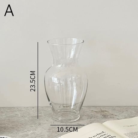 #クリア ガラス シンプル フラワーベース 全4種 花瓶