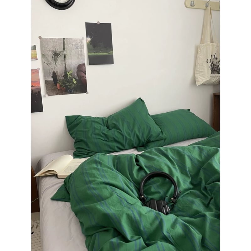 グリーン ブルー ストライプ 布団カバーセット 全2種 | 70PARK