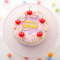 さくらんぼキャンドル付きホワイトドリップケーキ5号サイズ【生クリームデコレーション】