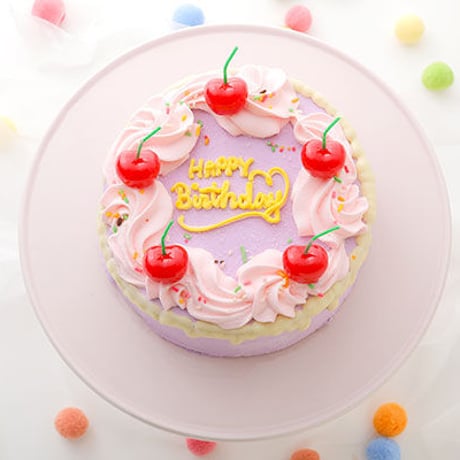 さくらんぼキャンドル付きホワイトドリップケーキ4号サイズ【生クリームデコレーション】