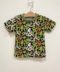 サボテンプリントキッズTシャツ (black)