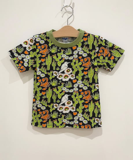 サボテンプリントキッズTシャツ (black)