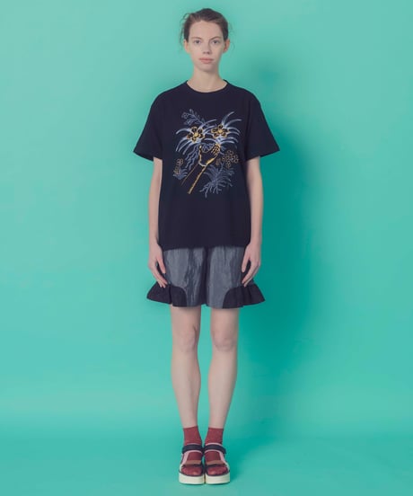 フラワースマイルTシャツ (black)