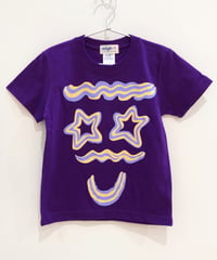 クリームフェイス のキッズTシャツ (purple)