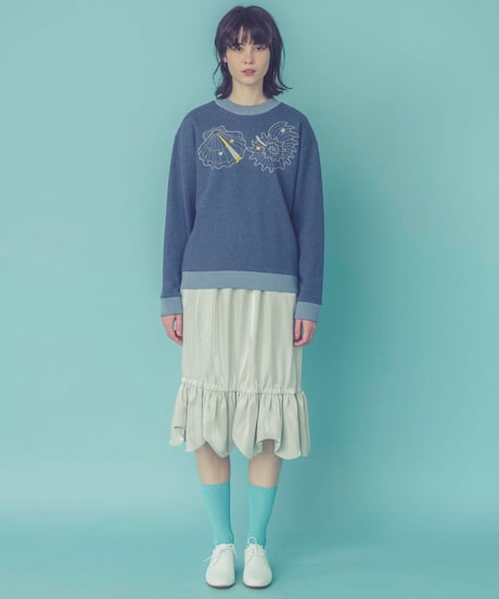 マーメイドシェル刺繍スウェット (blue)