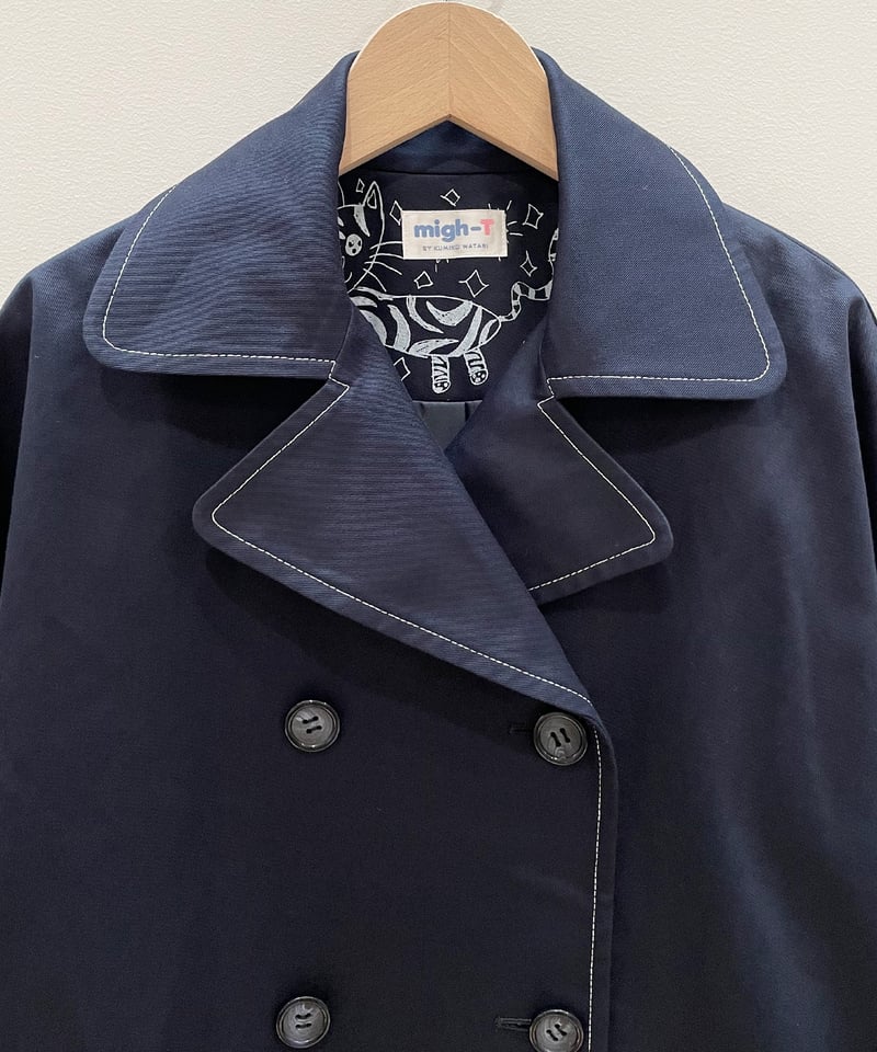 ネコ♡ベルトトレンチコート (navy) | migh-T by Kumiko Watari ネコ♡ベルトトレンチコート (navy) | migh-T by Kumiko Watari