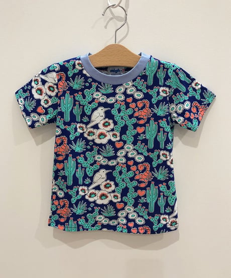 サボテンプリントキッズTシャツ (blue)