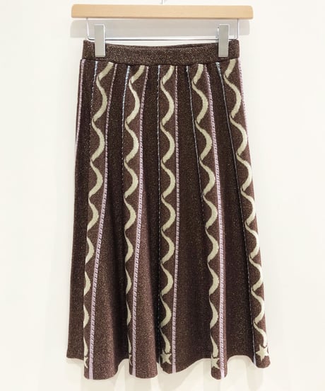 流れ星のニットフレアスカート (brown)