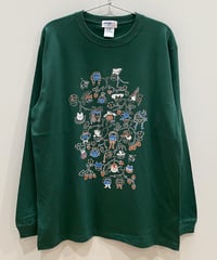 Cat Family Tree 長袖Tシャツ (green)