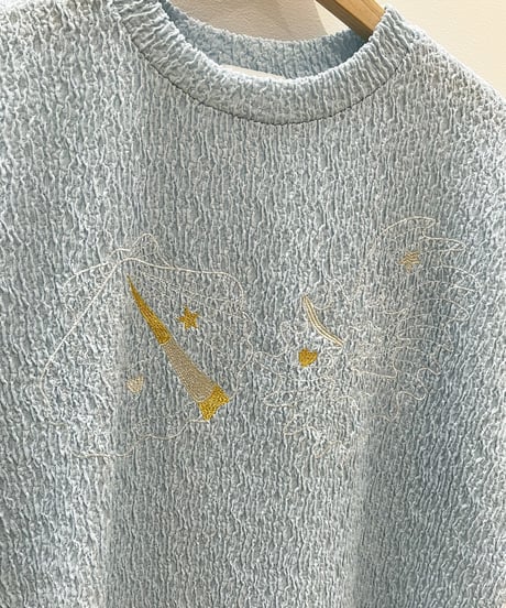 マーメイドシェル刺繍Tシャツ (light blue)