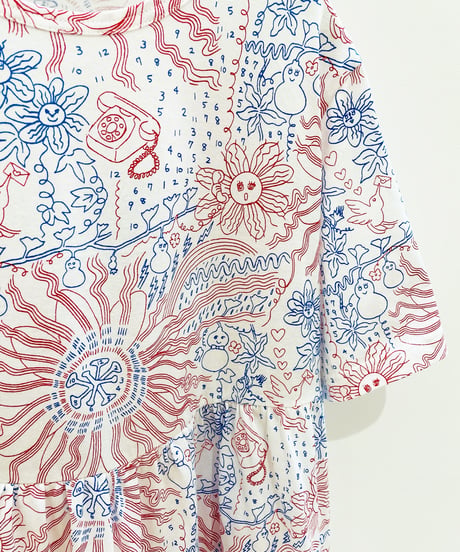 <SAMPLE SALE> 時計草プリントカットソーワンピース