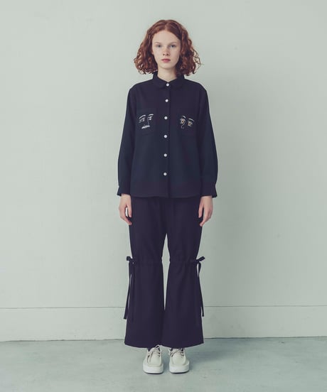 フェイス刺繍シャツ (black)（先行予約）