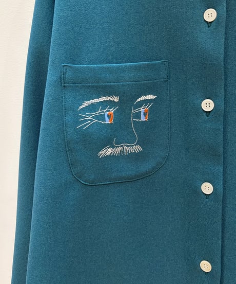 フェイス刺繍シャツ (green)（先行予約）