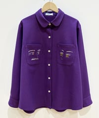 フェイス刺繍シャツ (purple)（先行予約）