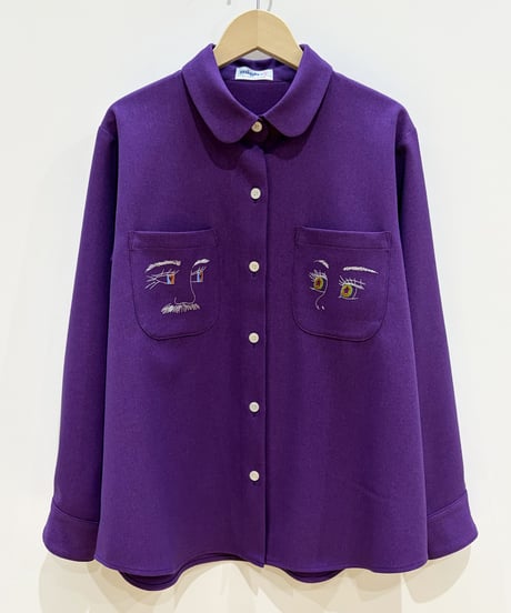 フェイス刺繍シャツ (purple)（先行予約）