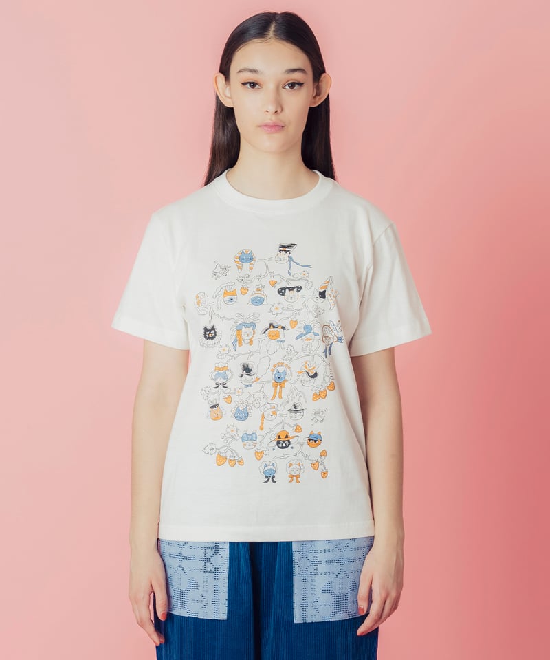 Cat Family Tree 半袖Tシャツ (cream) | migh-T by Kumi