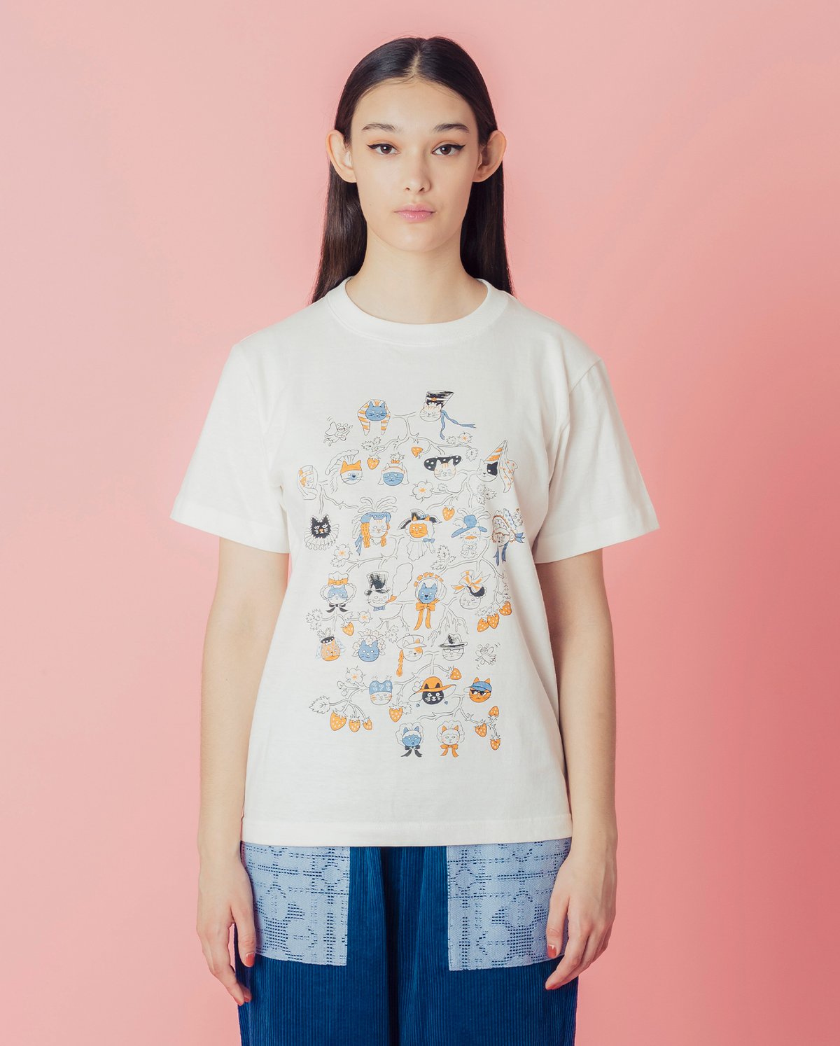 Cat Family Tree 半袖Tシャツ (cream) | migh-T by Kumi