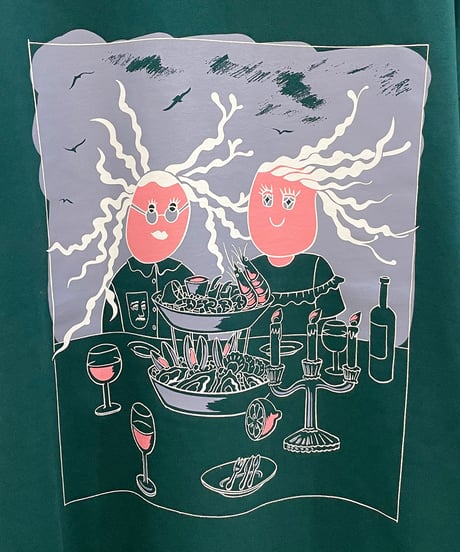 Frutti di Mare 長袖オーバーサイズTシャツ (dark green)