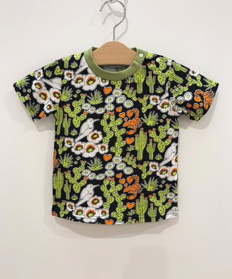 サボテンプリントベビーTシャツ (black)