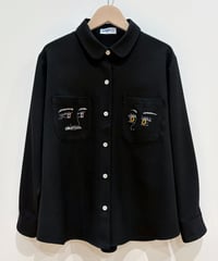 フェイス刺繍シャツ (black)（先行予約）