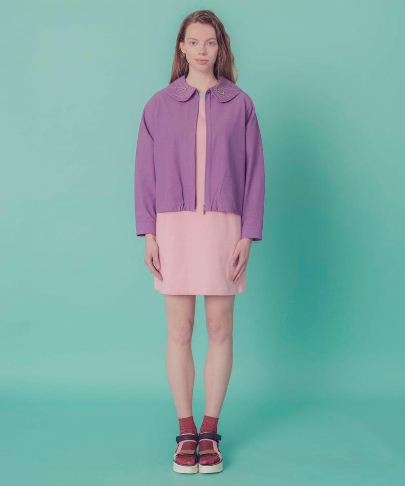ハートサイン刺繍えりジャケット (purple) | migh-T by Kumiko Watari