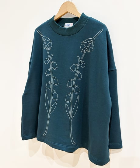 スズラン刺繍スウェットチュニック (green)（先行予約）