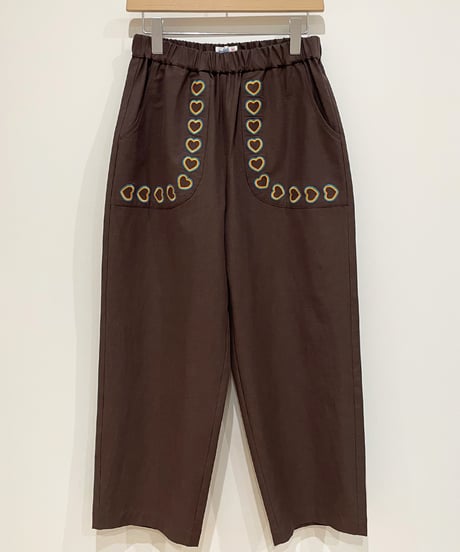 レインボーハート刺繍パンツ (brown)
