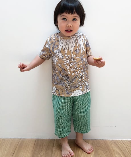 植物プリントキッズTシャツ (beige)